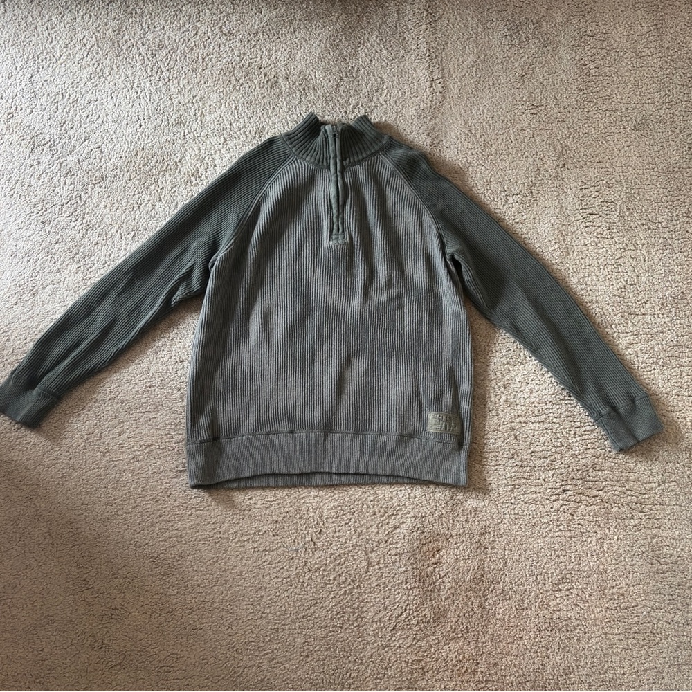 Polo Jeans Company Ralph Lauren Men's Cotton Forest Green Quarter Zip-Up Sweater
